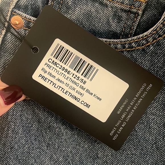 NWT Pretty Little Thing Knee Rip Light Wash Mom Jeans US Size 6 - Picture 4 of 15